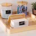 2+1 Pack Glass Laundry Pods Container & Acrylic Dryer Sheet Holder, Clear Laundry Room Organization Containers with Bamboo Lids & Labels, Powder Laundry Detergent Container for Scent Booster, Powder