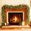 9FT Christmas Cedar Garland, 2Pcs Artificial Real Touch Realistic Greenery Christmas Pine Garland for Fireplace Mantel Table Stairs Indoor Outdoor Holiday Decoration