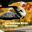 Funny Resin Desk Goose Decor 4 PCS, Mini Cute Goose Figurines for Computer Monitor, Car Dashboard and Rearview Mirror, Office Desk, Photo Frame Decorations Accessories & Housewarming Gifts
