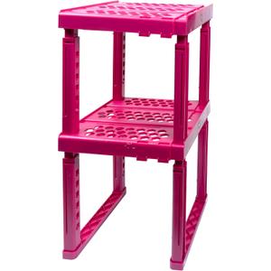 Locker Organizer Shelf Adjustable Width and Height, Ideal Locker for School, Office, and Gym Lockers (Magenta 2 Pack)