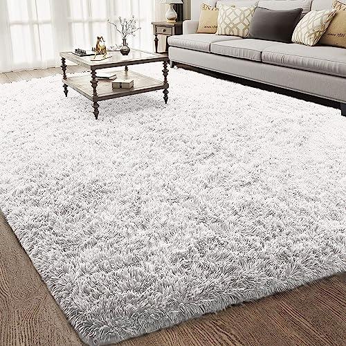 Ophanie 6x9 Rugs for Living Room,Light White,Large Fluffy Fuzzy Plush Shag Comfy Soft,Non-Slip Indoor Floor Carpet,for Kids Boys Girls Dorm，Room,Bedroom,Playroom，Home Decor Aesthetic