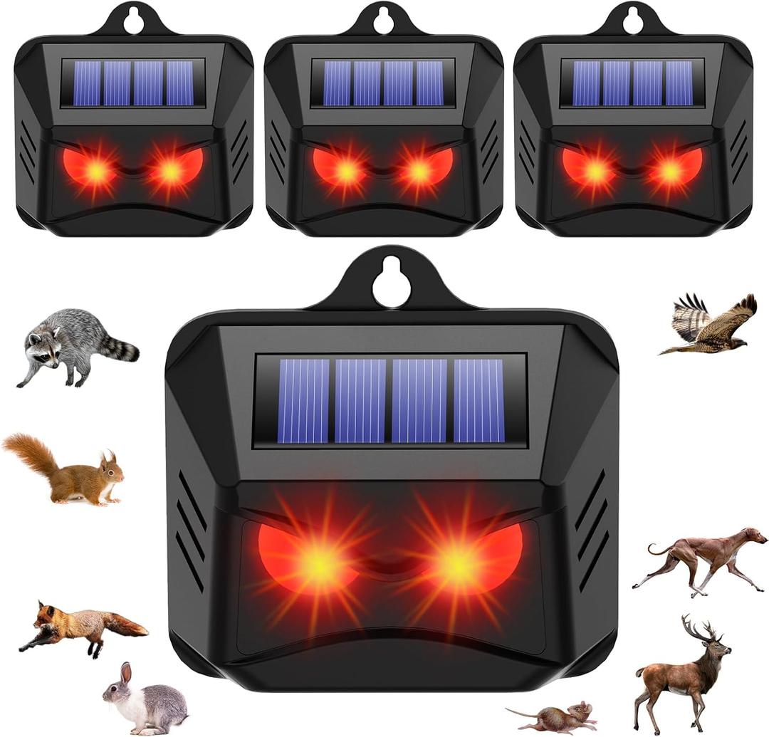 4 Pack Solar Nocturnal Animal Repeller Outdoor,Coyote Deterrent Skunk Repellent for Yard,Solar Predator Eyes Animal Deterrent, Predator Lights for Chicken Coop Deer Fox Skunk Racoon Garden Farm