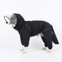 Dog Raincoat for Medium Large Dogs,rain Jacket Coat, Full Leg Coverage Waterproof Rain Suit with Detachable Hood & Tail, Reflective Strips, Snag-Free Top Zipper (Black for Girl, Small)