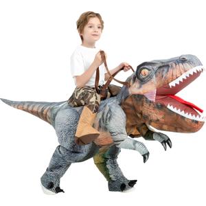 One Casa Inflatable T Rex Costume Kids,Blow Up Dinosaur Suit,Ride On Halloween Costumes for Boys Girls (2-3YRS)