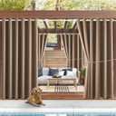 Waterproof Outdoor Curtain W84 x L120 - Grommet Top Sunlight Blocking Window Treatment Drapes Blackout Curtains for Home Bedroom Living Room Patio Pergola Cabana Gazebo (Camel Brown, 2 Panels)