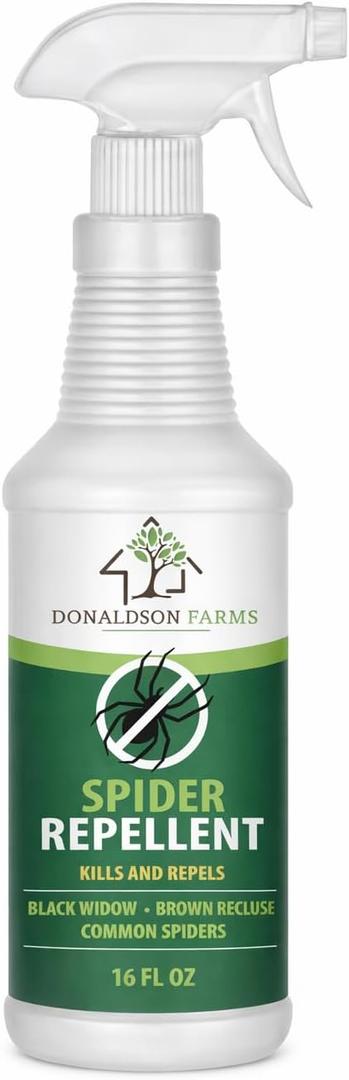 Donaldson Farms Spider Repellent Spray, Natural Formula with Peppermint and Cedarwood, Kills All Common Spiders, Black Widows and Brown Recluses, 16 FL OZ