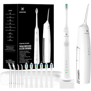 2-1 Oral Clean Kit- Water Dental flosser & Electric Toothbrush Combo- Brushing & Flossing- for Teeth Cleaning and Gum Health (White)