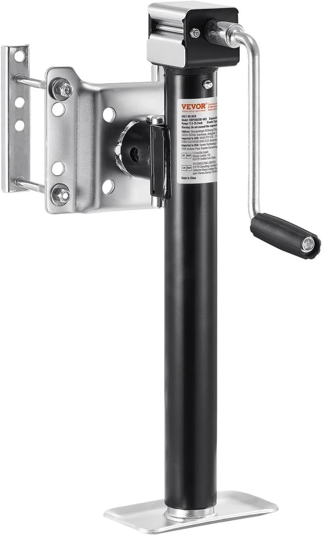 VEVOR 5000 lbs Dynamic Load Capacity, Heavy Duty Swivel Bolt-on Trailer Jack, 14.3" Lift Trailer Jack Stand with Handle for RV, Horse, Utility, and Yacht Trailers