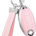 PIFOOG Key Fob Cover for Nissan 4 Button Pink Bling Keychain Girly Car Keys Case Shell Full Covers Protector Accessories for Altima Sentra Kicks Armada Murano Rogue Pathfinder Versa Titan Women TPU