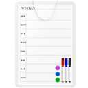 MaxGear Weekly Dry Erase Calendar Board for Wall, 11 x 17 Inch Double-Sided Magnetic Whiteboard, Weekly Planner on One Side and Blank Whiteboard on the Other, Includes 3 Color Markers and Magnets