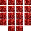 Queenbox 11.8x11.8in 18pcs Bling Wall Backdrop, Square Rainbow Sequin Wall Panel for Wedding Birthday Party Background, Iridescent Red
