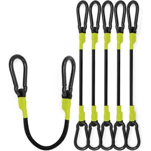 8 Pcs 18 Inch Heavy Duty Carabiner Bungee Cord Outdoor with 190 Lbs Max Break Strength, Black/Yellow Bungee Straps with Upgraded Carabiner Hooks for Luggage Rack, Cargo, Hand Carts, Bike, Camping, etc