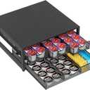 Coffee Pod Holder For Counter, 3 Pull-Out 72 K-Cup Holder Drawer, Wooden Cafe Pods Storage Organizer with Sliding Drawers for Coffee Station, Home, Kitchen, Office, Dorm (Black)