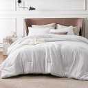Bedsure California King Comforter Set - Grayish White Soft Bedding for All Seasons, Cationic Dyed Bed Set, 3 Pieces, 1 California King Size Comforter (104"x96") and 2 Pillow Shams (20"x36"+2")
