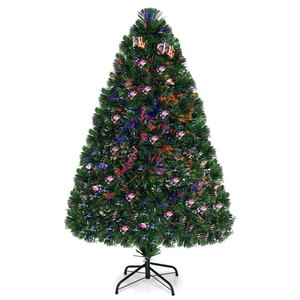 4 ft. Pre-Lit Fiber Optic Artificial PVC Christmas Tree with Metal Stand Holiday