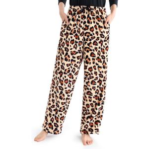 Giggling Getup Womens Pajama Pants Soft Flannel Fleece Pajama Bottoms Sleep & Lounge Pants with Pockets and Drawstring (X-Large, Leopard Print)