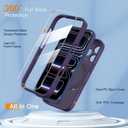 Magnetic for iPhone 17 Pro Max Case 2 x Screen Protector Compatible with MagSafe Translucent Matte Military Grade 17FT Drop Shockproof Full Camera Protection 360 Spin Stand Phone Cover Purple