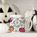 2 x 8 Sheet UV Dtf Cup Wraps for 16 Oz Glass Cups Halloween Waterproof UV Dtf Transfers Ready to Press Stickers Rub on Transfers for Crafts Wrap Decals for Tumblers Mugs Wood Car Decor -Funny Pink Ghost