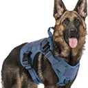 rabbitgoo Tactical Dog Harness for Large, Heavy Duty Pet Harness with Handle, No-Pull Service Vest Large Breed, Adjustable Military Dog Vest for Training Hunting Walking, Blue, XL