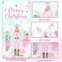 Pink Nut-cracker Christmas Door Cover Decoration, Merry Christmas Supplies, Nut-cracker Door Hanging Backdrop for 2023 Winter Xmas Decoration