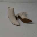 mysoft Women's Ankle Boots Chunky Block Low Heel Comfortable Pointed Toe Side V Cutout Dressy Office Booties with Zipper (8, Cream Pu)