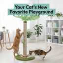 Cat Scratching Post 34 Inch with Rotating Turntable and Removable Hanging Ball, Cat Scratcher for Indoor Cats, Ultra Stable Base, Paw-FGreen Baseriendly Jute Material, Green Base