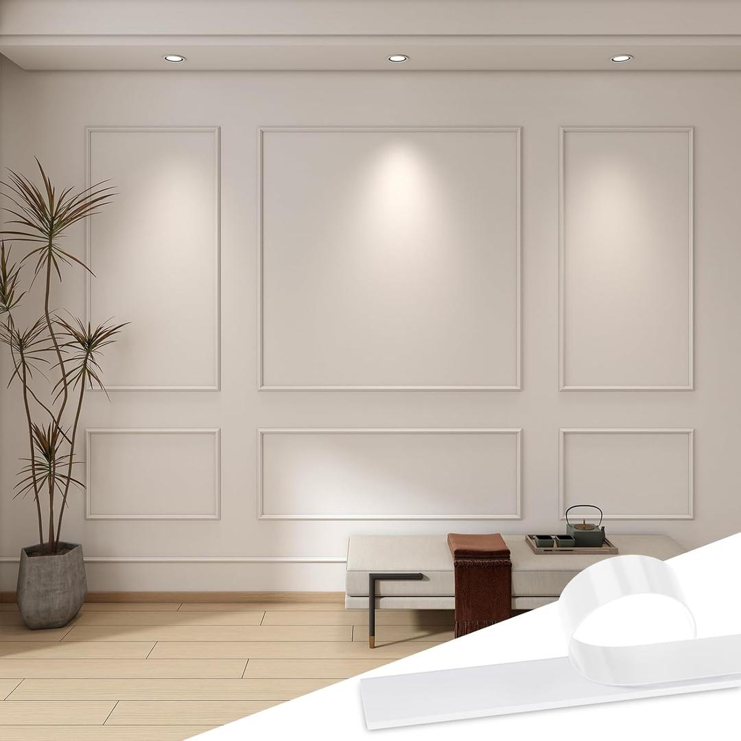 Pangda 3 Set Peel and Stick Wall Molding Kit, Premade Accent Molding Wainscoting Panel for Interior Wall Moulding Decor, Ready to Assemble Wainscoting Accent Panel (63 x 31 in,63 x 72 in)