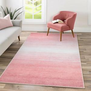 Lahome Modern Ombre Pink Rug, 3x5 Washable Rug for Dorm Ultra-Thin Soft Bedroom Rug Gradient Non Slip Accent Carpet for Living Room Nursery Classroom3'x5',Pink
