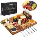 SMIRLY Charcuterie Boards Set - Large Bamboo Cheese Board Set - House Warming Gifts New Home, Wedding Gift for Couple, Bridal Shower Gift, Birthday Gifts for Women