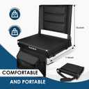 Stadium Seats with Back Support,Bleacher Chairs with Cushion, Portable Folding Stadium Chair with Removable Cushion and Large Pocket for School Events Sports Game(Black 2 Pack)