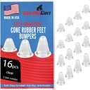 Cone Shaped Clear Rubber Bumpers - 16 PC Combo - Tall Rubber Feet Spacers for Electronics, Computer Audio Equipment, Car Truck Bug Deflector, Cutting Boards, Picture Frames, Cabinet Door