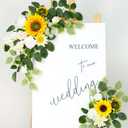 Wedding Decor (Pack of 2) Welcome Sign Flower Backdrop Garland for Ceremony Reception Wall Easel Home Decoration Entryway Faux Outdoor Board Head Table Decor (Sunflower)
