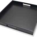 Square Wood Serving Tray with Handle, Ottoman Decorative for Home, 16x16 inches Black
