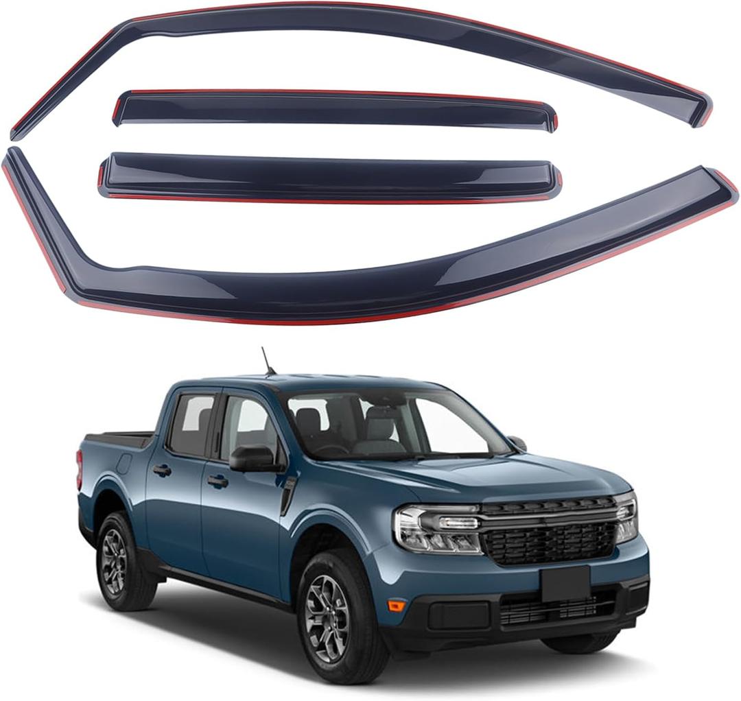Smoke Black in-Channel Window Visor Window Deflectors Rain Guards Compatible with 2022-2024 Ford Maverick 4-Piece Set