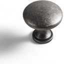 Goo-Ki 6 Pack Weathered Nickel Drawer Knobs Kitchen Hardware- Vintage Retro Iron Knob Single Hole Bar Handles Pull for Closet Wardrobe Dresser Cupboard