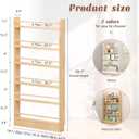 Behind The Door Bookshelf for Kids Room - Childrens Bedroom Wall Small Hidden Hanging Wood Bookcase Toy Storage Shelves Shelving Furniture,3 Tier-23.6"Lx3.9"Dx35.1"H
