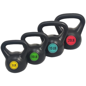 Kettlebell Set 4pcs 5lb 10lb 15lb 20lb Vinyl Coated Fitness Equipment Home Gym