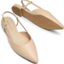 DREAM PAIRS Slingback Flats for Women, Pointed-Toe Elegant Women's Ballet Flats with Buckle Strap, Classic Low Heel Dress Shoes for Casual Work Office Party, Size 7