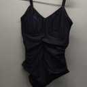 Aqua Eve Plus Size Swimsuit for Women Tummy Control One Piece Bathing Suit Vintage Swimwear (Black) 18W