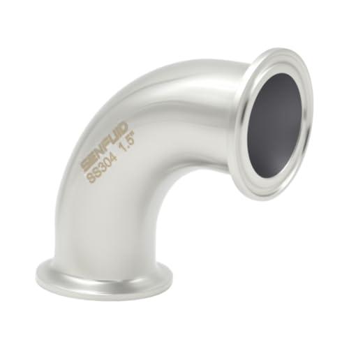 SENFUID 1.5 tri clamp 90 degree elbow Sanitary 38mm Pipe OD Fitting SS304 Ferrule Tri Clamp with 2 Silicone Gaskets