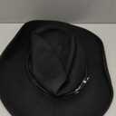 Classic Black Western Felt Roll Up Brim Cowboy and Cowgirl Hat for Women and Men - Decoration with Western Belt Bukle