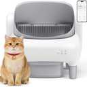 Hazrela Automatic Cat Litter Box,Self Cleaning Litter Box for Multiple Cats with Open Top Design,App Control and Safety Protection,Ultra-Quiet,Easy Setup,Light Gray