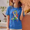 Be Like A Schwa It's Never Stressed Shirt Women Autism Awareness T Shirts Speech Therapy Dyslexia Tees Tops (Blue, XL)