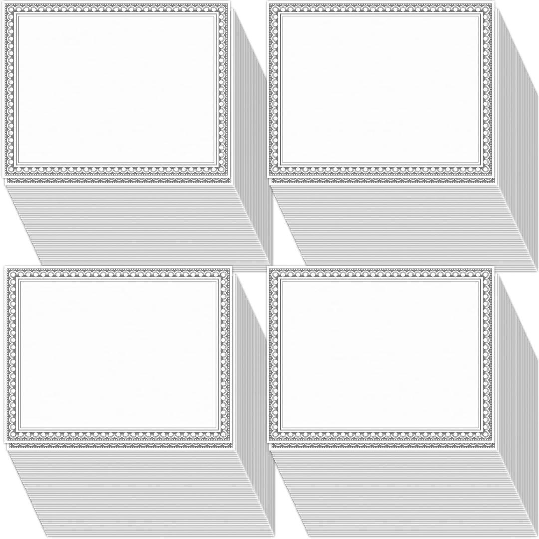 200 Sheet Silver Foil Award Certificate Paper Bulk 8.5 x 11 In for Printing Customizable Blank Cardstock Silver Border Certificate Laser and Inkjet Printer Friendly for Graduation Diploma Achievement