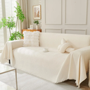 DREAMINGO Sofa Covers Washable Thick Chenille Couch Cover for 3 Cushion Couch Sofa Multi-Use Couch Cover Blanket Modern Pet Furniture Protector Sectional Couch Slipcover 91"x150", Beige White, 71"x102"