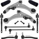 TUCAREST 10Pcs Suspension Kit Fit For 07-12 Ni-ssan Altima, 2013 Altima S, Front Lower Control Arm w/Ball joint + Outer Inner Tie Rod + Sway Bar + Boots [# K620195 K620196 K750783 EV800356 ES800357]