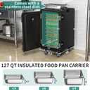 YITAHOME Insulated Food Pan Carrier, 127 Qt LLDPE Hot Box for Catering w/Stainless Steel Pan, Catering Food Warmer with Swivel Casters for 9 Full-Size Pans, Stackable Design for Restaurant Gathering