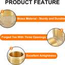 uxcell Brass Tee Swivel Pipe Fitting, G3/4" (Female x Male x Male) 3 Way T-Connector Fitting Coupler for Air Conditioner Refrigeration Plumbing, 1pcs