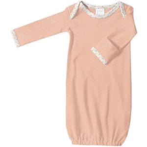 SwaddleDesigns Softest Cotton Baby Pajama Gown with Foldover Mitten Cuffs for Infant Boy and Girl, Newborn, 0-3 Months (Heathered Peach Blush)