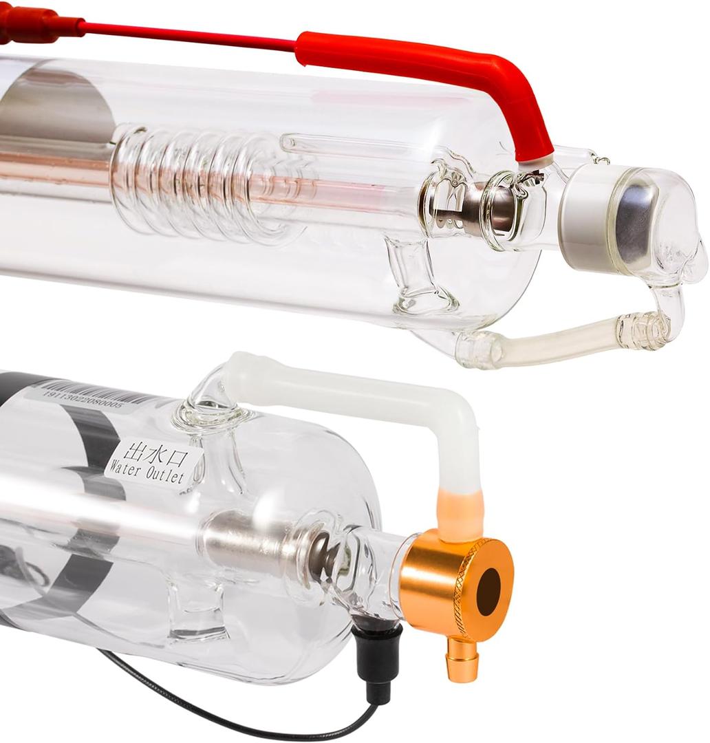 Cloudray 40W Laser Tube 720mm Dia.50mm, CO2 Laser Engraver Tube 45W, Cable Preconnected with Coating,40 Watt CO2 Tube With Metal Head (CR35 35-45W)